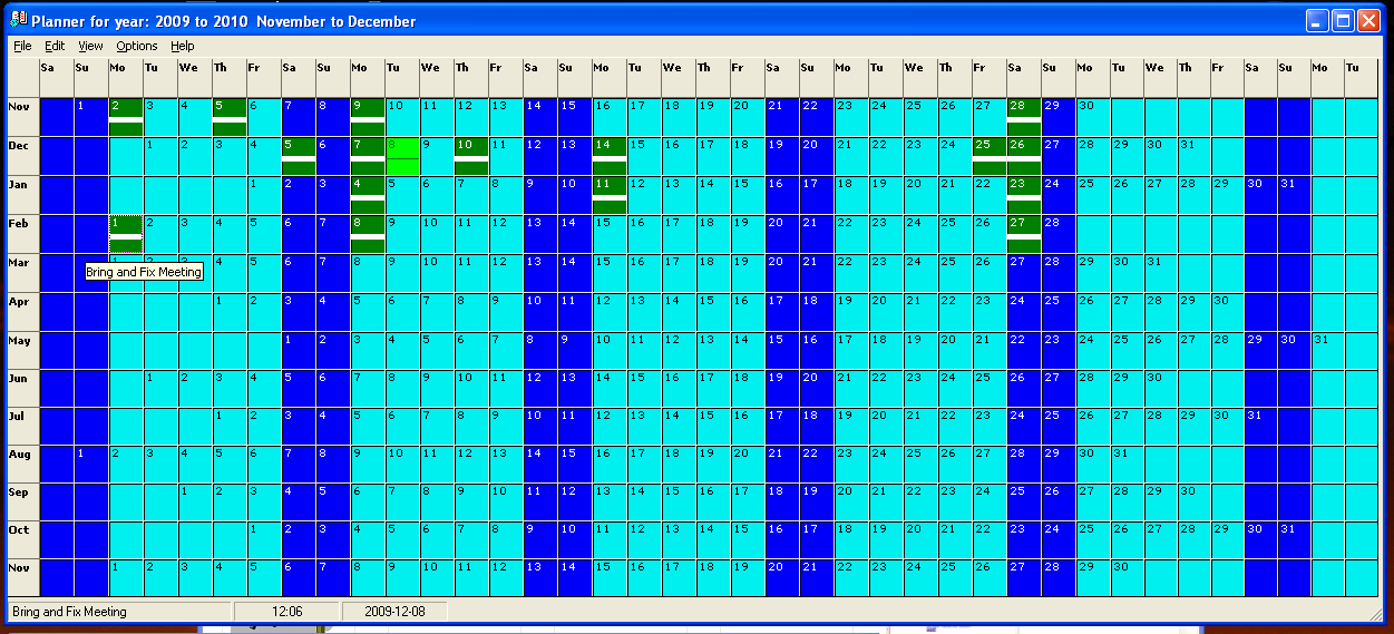 Screenshot of Planner/Calendar: