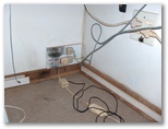 Lightning damage to telephone connectors. Note the earth point damage.